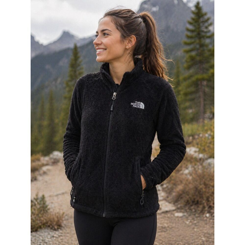 The North Face Women's Fleece Full Zipper Jacket Black Soft Furry Size S/P
